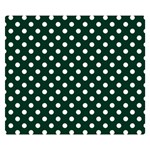 Polka Dots - White on Deep Green Double Sided Flano Blanket (Small)