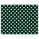 Polka Dots - White on Deep Green Double Sided Flano Blanket (Medium)