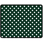 Polka Dots - White on Deep Green Fleece Blanket (Medium) (One Side)