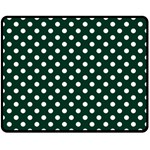 Polka Dots - White on Deep Green Double Sided Fleece Blanket (Medium) (Two Sides)