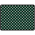 Polka Dots - White on Deep Green Double Sided Fleece Blanket (Large) (Two Sides)