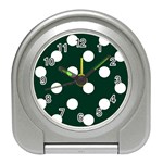 Polka Dots - White on Deep Green Desk Alarm Clock
