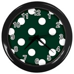 Polka Dots - White on Deep Green Wall Clock (Black)