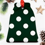 Polka Dots - White on Deep Green Bell Ornament (Two Sides)