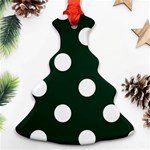 Polka Dots - White on Deep Green Ornament (Christmas Tree)