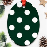 Polka Dots - White on Deep Green Oval Ornament (Two Sides)