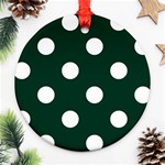 Polka Dots - White on Deep Green Ornament (Round)