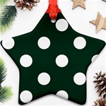Polka Dots - White on Deep Green Ornament (Star)