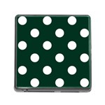 Polka Dots - White on Deep Green Memory Card Reader (Square)