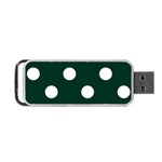 Polka Dots - White on Deep Green Portable USB Flash (Two Sides)