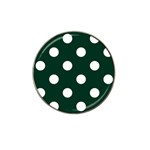 Polka Dots - White on Deep Green Hat Clip Ball Marker