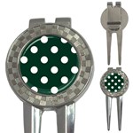 Polka Dots - White on Deep Green 3-in-1 Golf Divot