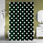 Polka Dots - White on Deep Green Shower Curtain 48  x 72  (Small)