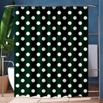 Polka Dots - White on Deep Green Shower Curtain 60  x 72  (Medium)