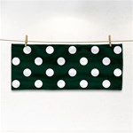 Polka Dots - White on Deep Green Hand Towel