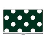 Polka Dots - White on Deep Green Business Card Holder