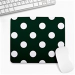 Polka Dots - White on Deep Green Large Mousepad