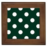 Polka Dots - White on Deep Green Framed Tile