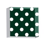 Polka Dots - White on Deep Green 4 x 4  Acrylic Photo Block