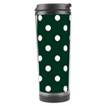 Polka Dots - White on Deep Green Travel Tumbler