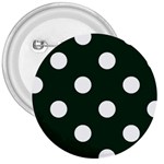 Polka Dots - White on Deep Green 3  Button
