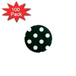 Polka Dots - White on Deep Green 1  Mini Magnet (100 pack)