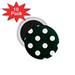 Polka Dots - White on Deep Green 1.75  Magnet (10 pack)