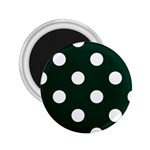 Polka Dots - White on Deep Green 2.25  Magnet