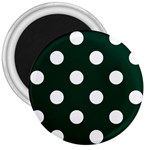 Polka Dots - White on Deep Green 3  Magnet
