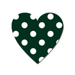 Polka Dots - White on Deep Green Magnet (Heart)