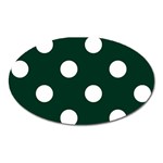 Polka Dots - White on Deep Green Magnet (Oval)