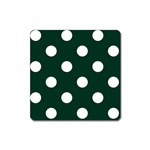 Polka Dots - White on Deep Green Magnet (Square)