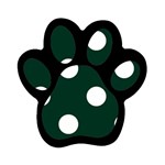 Polka Dots - White on Deep Green Magnet (Paw Print)