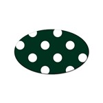 Polka Dots - White on Deep Green Sticker Oval (10 pack)
