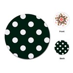 Polka Dots - White on Deep Green Playing Cards (Round)