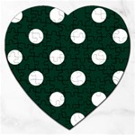 Polka Dots - White on Deep Green Jigsaw Puzzle (Heart)