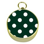 Polka Dots - White on Deep Green Gold Compass