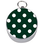 Polka Dots - White on Deep Green Silver Compass