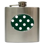 Polka Dots - White on Deep Green Hip Flask (6 oz)