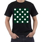 Polka Dots - White on Deep Green Men s T-Shirt (Black)