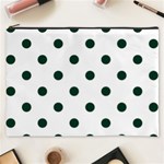 Polka Dots - Deep Green on White Cosmetic Bag (XXXL)