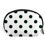 Polka Dots - Deep Green on White Accessory Pouch (Large)