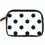 Polka Dots - Deep Green on White Digital Camera Leather Case