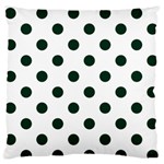 Polka Dots - Deep Green on White Large Flano Cushion Case (One Side)