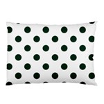 Polka Dots - Deep Green on White Pillow Case (One Side)