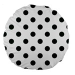Polka Dots - Deep Green on White Large 18  Premium Round Cushion