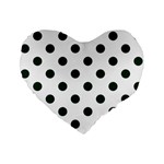Polka Dots - Deep Green on White Standard 16  Premium Flano Heart Shape Cushion
