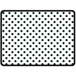 Polka Dots - Deep Green on White Fleece Blanket (Large) (One Side)