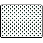 Polka Dots - Deep Green on White Double Sided Fleece Blanket (Medium) (Two Sides)