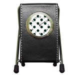 Polka Dots - Deep Green on White Pen Holder Desk Clock